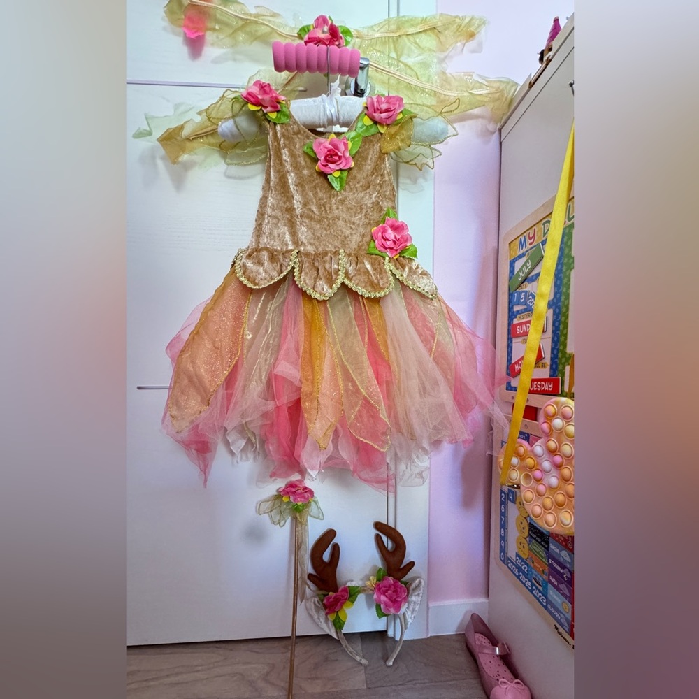 Fairy Dust 4pc Halloween Costume size xs(4) - dress, headband, wings, magic wand